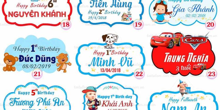 Bảng tên trang trí sinh nhật bé