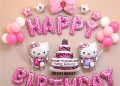 Set bóng trang trí sinh nhật cho bé gái chủ đề kitty